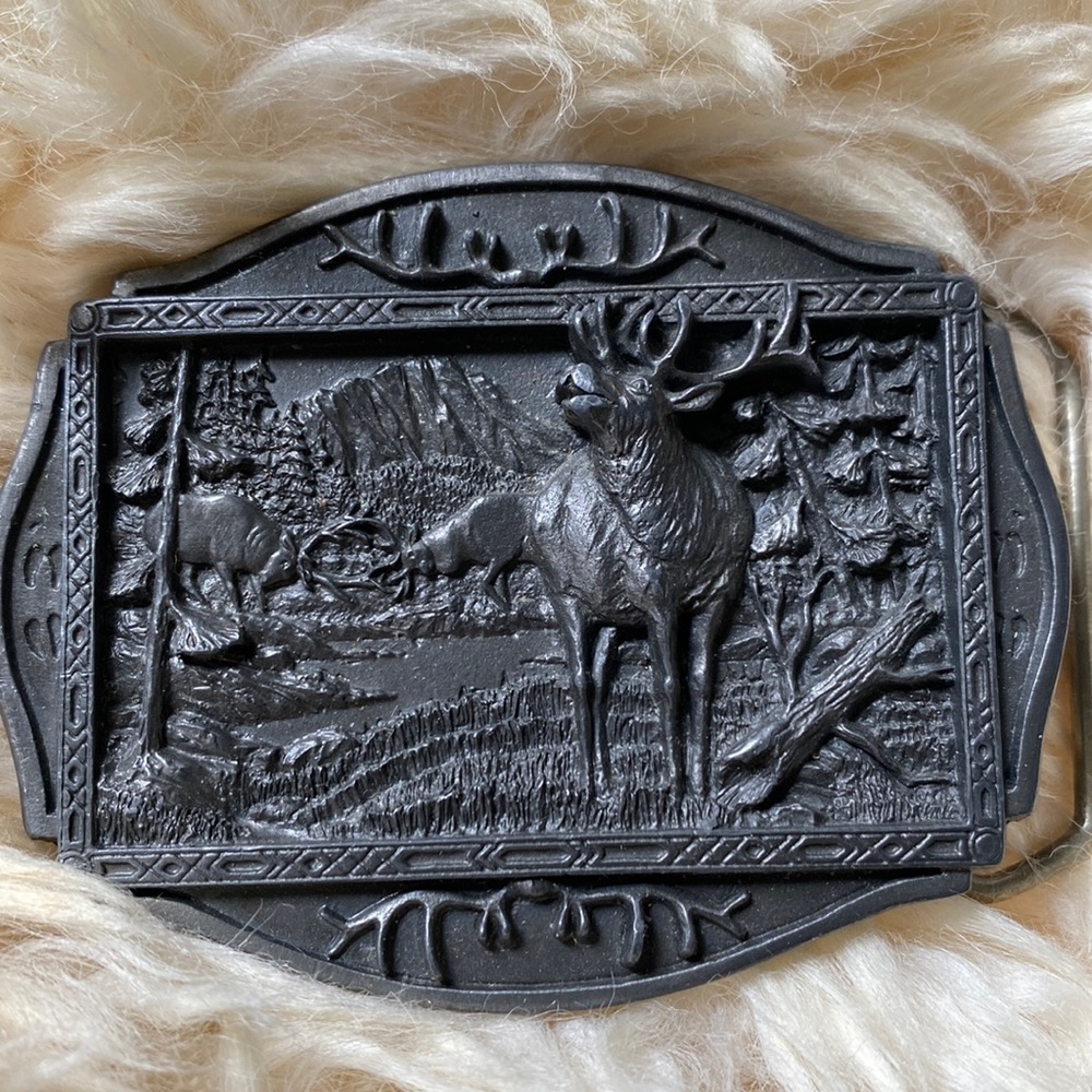 Lead belt buckle-Elk